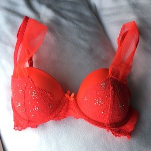 VS dream angels bra 32C Red Pink Glitter